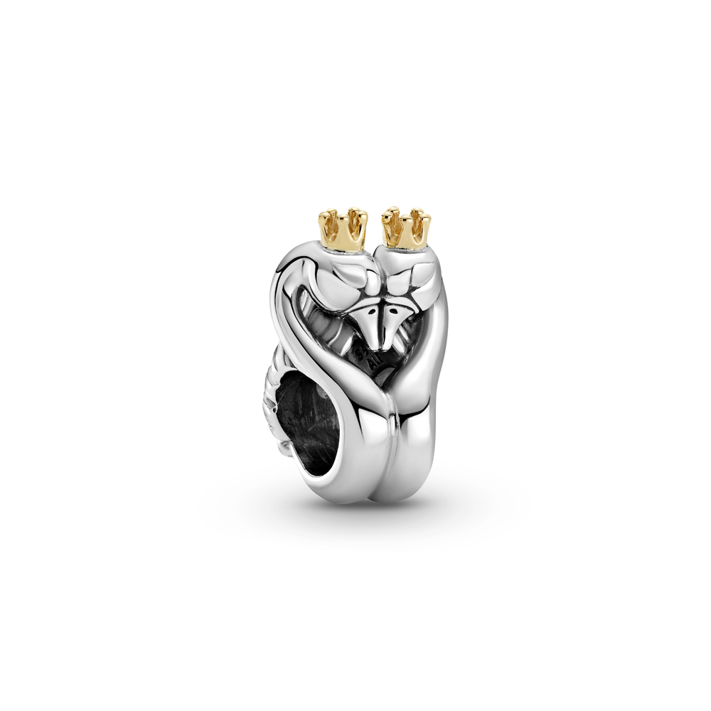 Charm Cygnes et Coeur Bicolore 799315C00