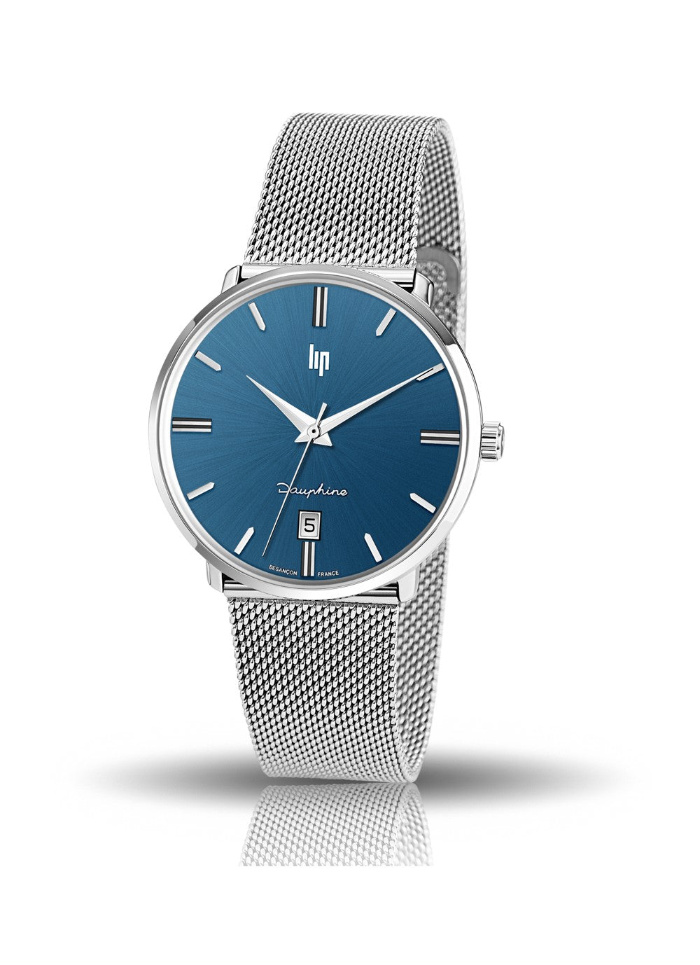 Montre Lip Dauphine Acier et Bleu 38mm 671424